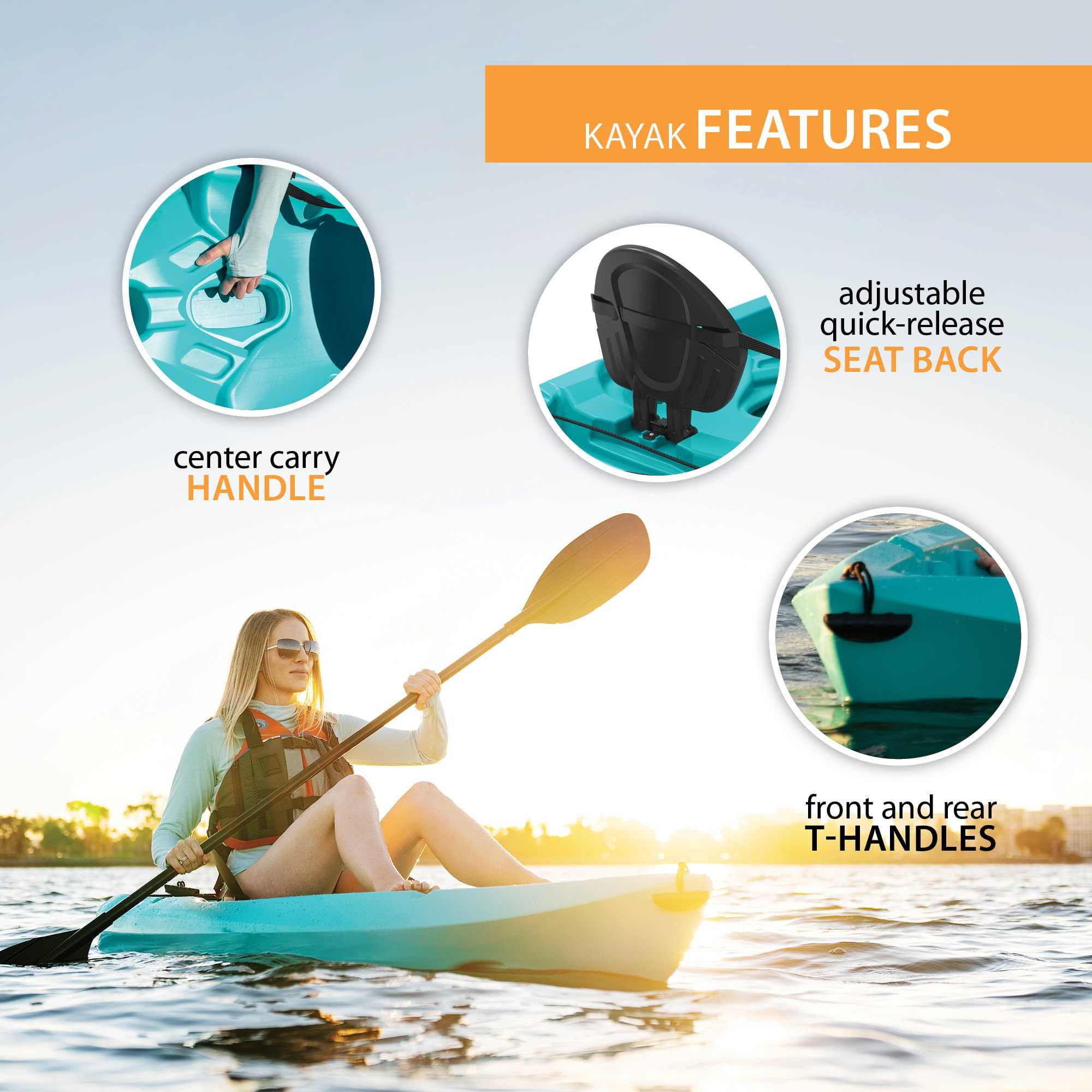 Lifetime Daylite 8 ft Sit-On-Top Kayak with Paddles, Aqua (90811)
