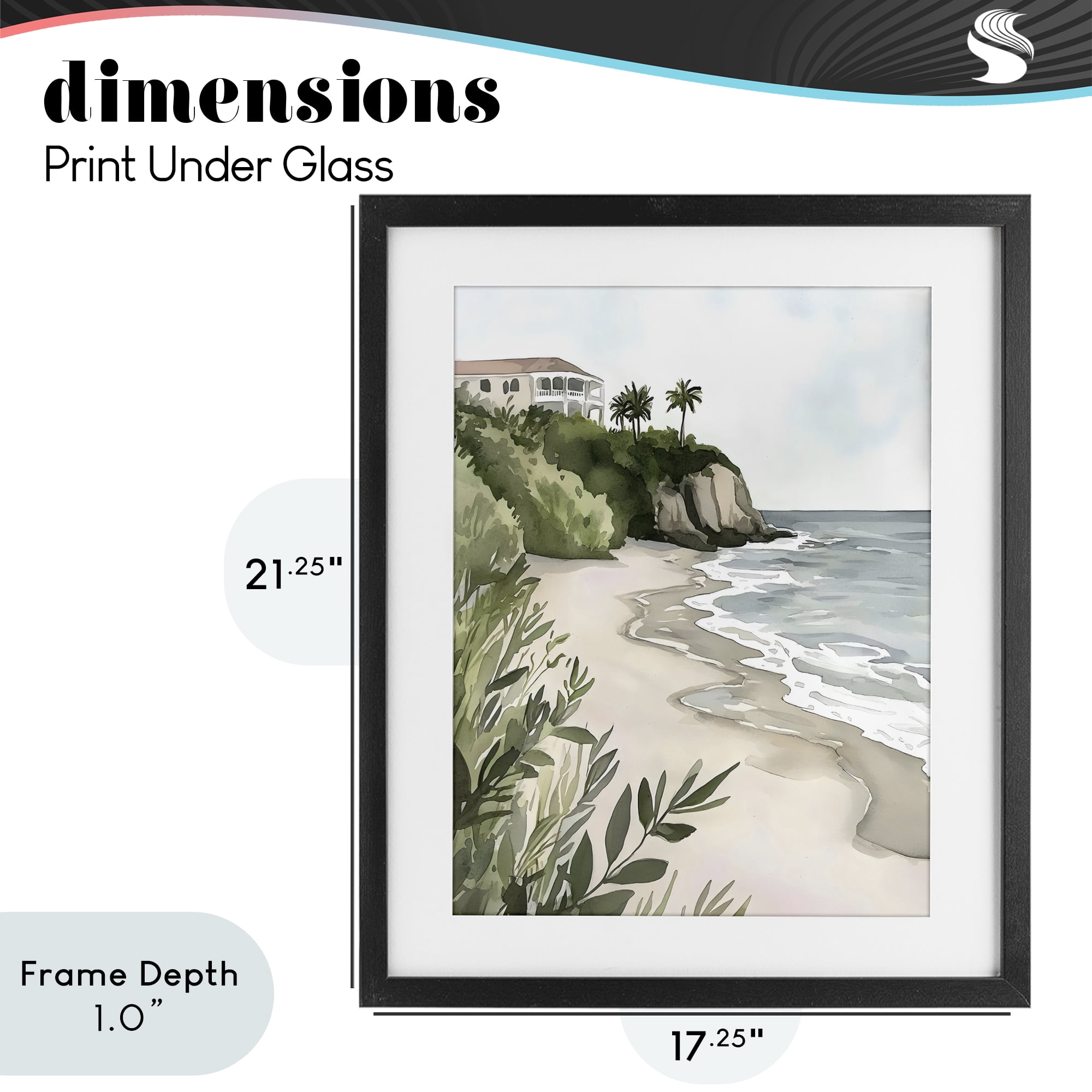 Stupell Industries Coastal Calm Villa on Bluff Black Framed Print Under Glass, design by Riley B