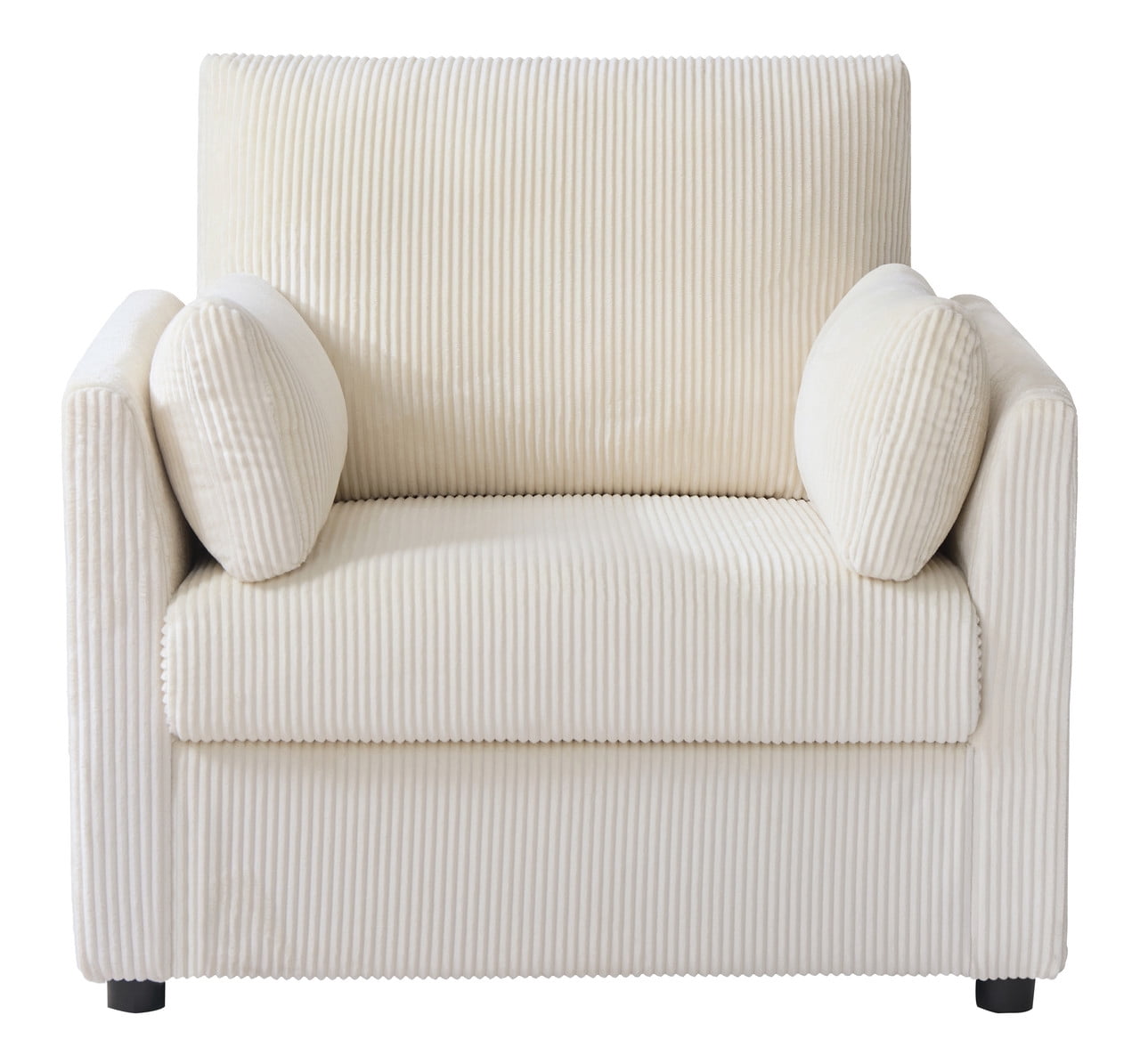 37.75"W Oversized Single Sofa, Corduroy Accent Reading Chair w/ Storage Pockets, Modern Upholstered Armchair w/ 2 Pillows