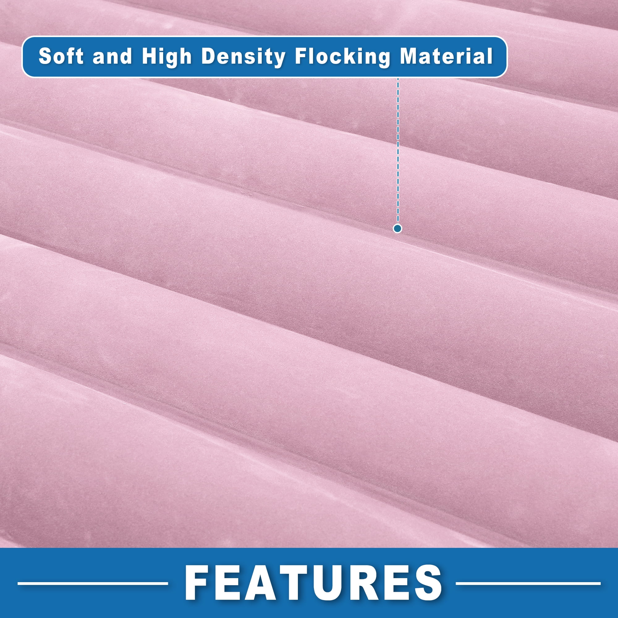 Car Air Mattress Sleeping Mat 50.39"x30.31"x5.91" Back Seat Bed Air Mattress Bed with Pillows Pink