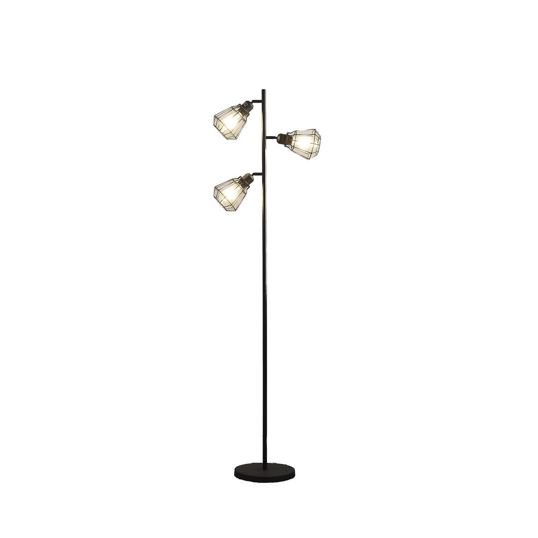 Dimmable Industrial Floor Lamp with 3 LED Bulbs, 65 inch Metal Standing Tree Lamps for Living Room, Reading, Bedroom, Office, Home Decor