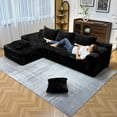 thumbnail image 3 of Kelyda 104'' Modular L-Shaped Sectional Sofa, Modern Memory Foam Deep Seat Corduroy Boneless Cloud Couch Black, 3 of 10
