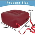 thumbnail image 3 of Leather Seat Cushion Extra-Thick Booster for Office Chair to Rise Height - Full Filling for Support - with Breathable Cover, Handle and Buckle - Relieves Back Pain – 18"x16"x6" (Red), 3 of 14