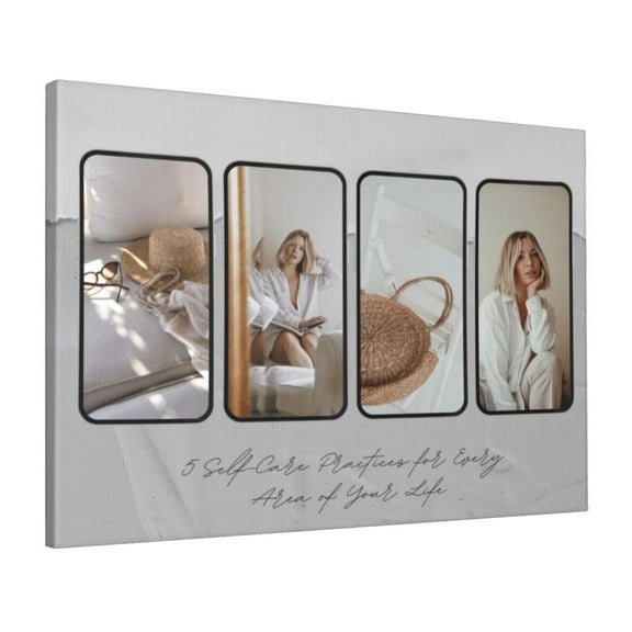 Custom Canvas Prints Gray & Beige Elegant Minimalist Blog Personalized Photo Image Collage DIY Framed Kit Wall Art Picture Room Decor 16x20 inch