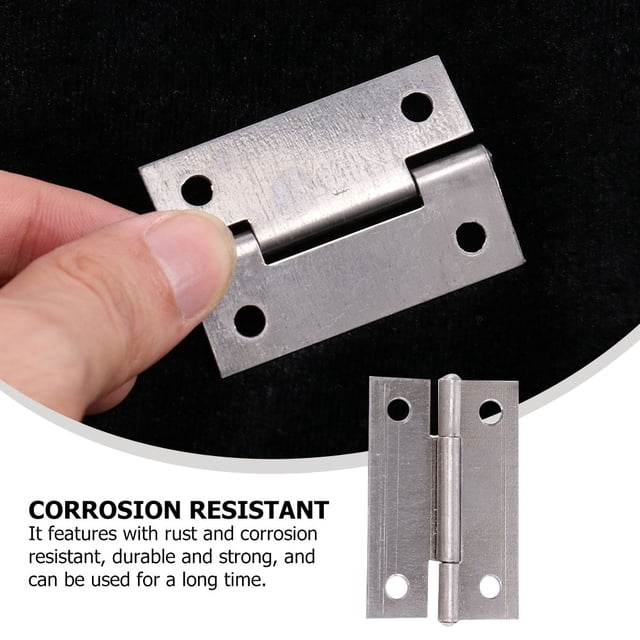 RUNROTOO 40Pack Flat Door Hinges Iron Silver Simple Design For Wardrobes