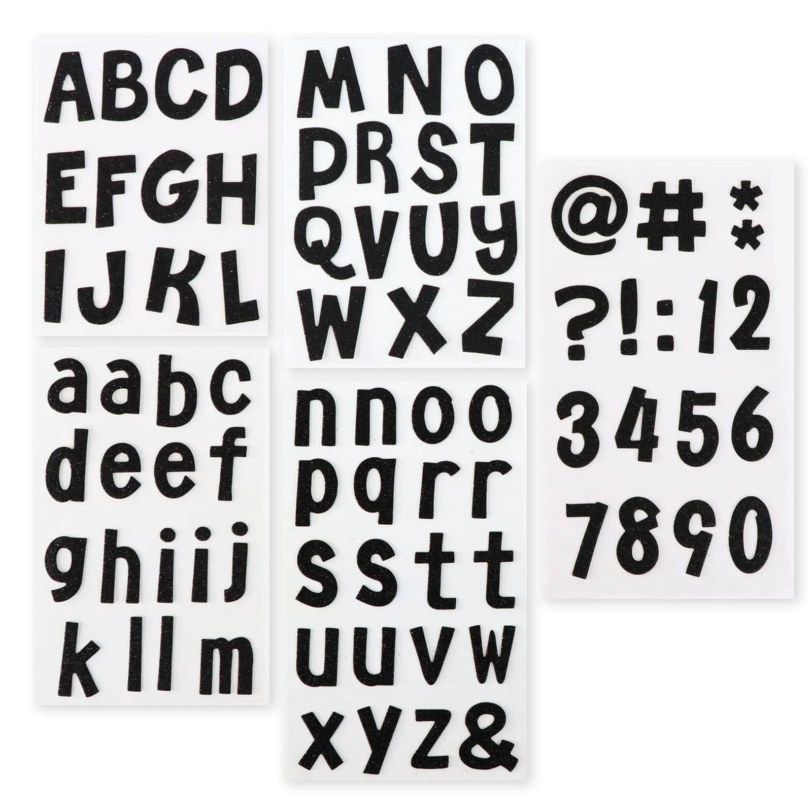 Recollections Black Glitter Alphabet Chipboard Stickers, 12 Pack