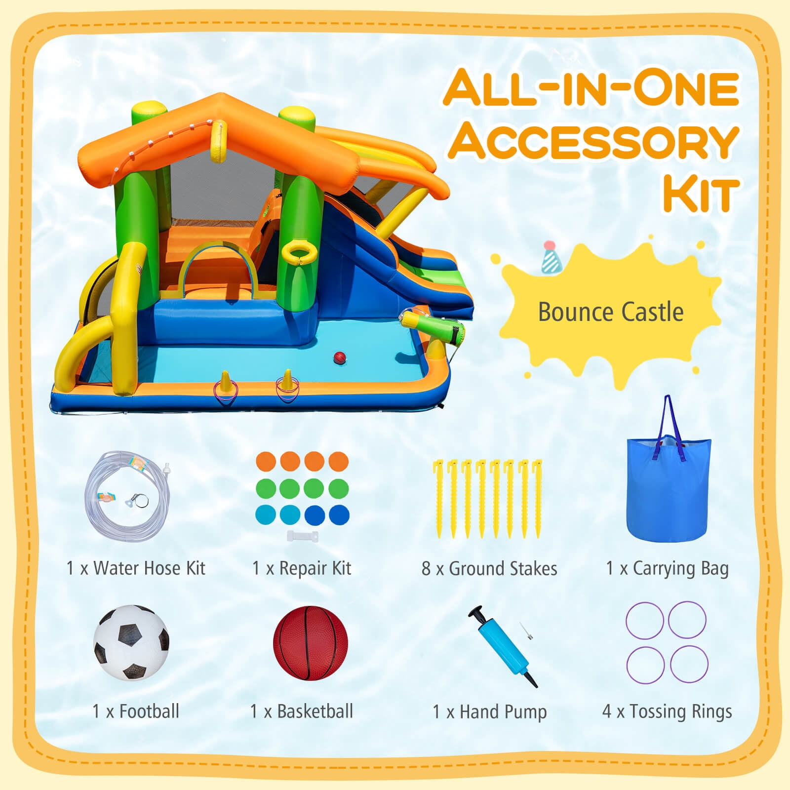 Infans 8-in-1 Inflatable Bounce House Water Park w/ Slide Water Cannon Blower Excluded