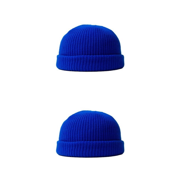 Sombrero de hilo de punto de invierno sweethay Unisex gorras de cabeza corta transpirables Azul 2Conjunto