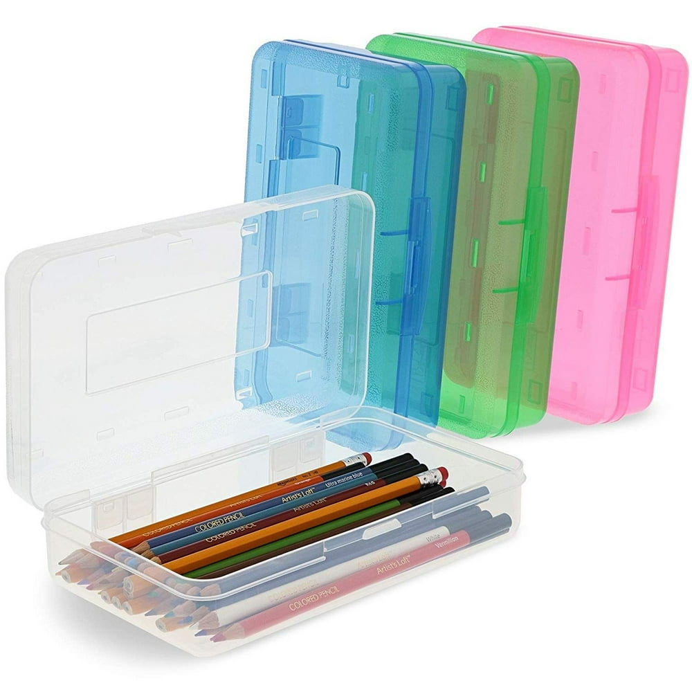 4 Pack Clear Pencil Cases with SnapClose Lid for Kids, Stationery Box