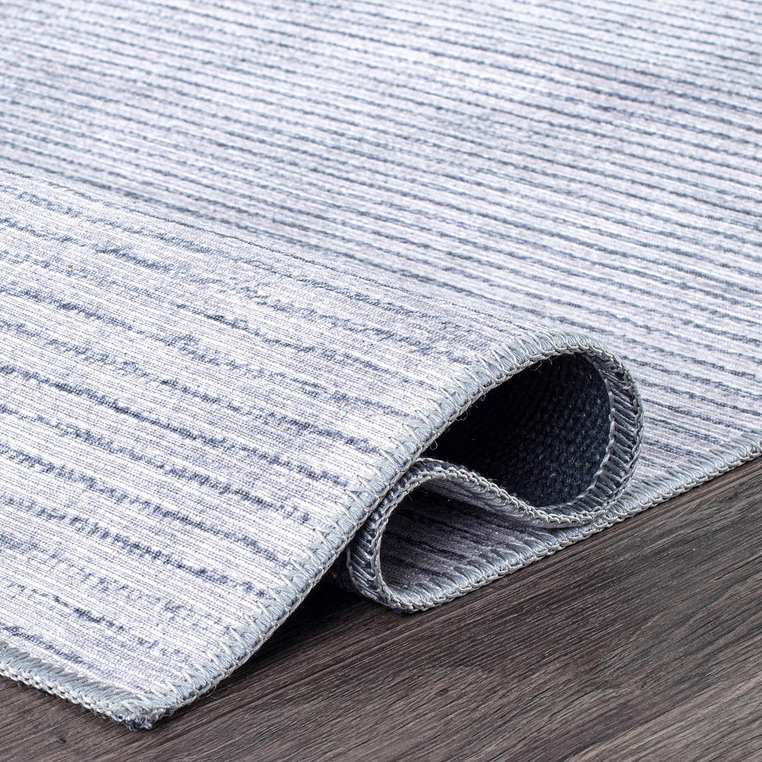 World Rug Gallery Contemporary Distressed Stripe Machine Washable 10'x14' Gray Indoor Area Rug