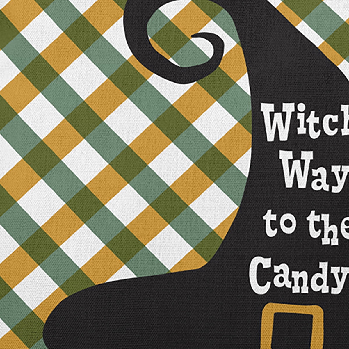 20" x 20" Simply Daisy Halloween Witch Way to the Candy Polyester Accent Pillow, Golden Mustard Qty 1