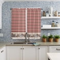 thumbnail image 3 of 63 Inch Long Tier Curtains for Kitchen, American Country Star Retro Red Checked Plaid Bathroom Window Curtains Rod Pocket Short Curtains Window Treatment Tiers for Living Room Farmhouse 2 Panels, 3 of 5