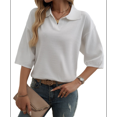 thumbnail image 2 of Suéter Tipo Jersey para y Otoño, de Color Liso, Informal, Holgado, de Punto, con Cuello en V y Mangas A Media Pierna S, 2 of 7