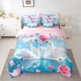 thumbnail image 2 of Castle Fairy White Swan Couple Girl Boy Twin Bedding Sets 7-Piece,Chic Floral Pink Rose Bedding Comforter Set Microfiber,Happy Valentine's Day Breathable Sheet Sets,Microfiber Bedroom Decor, 2 of 8