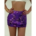 thumbnail image 2 of Carnival Skirt for Women Velvet Slim Sequins Mini Skirt Purple L, 2 of 4