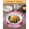 thumbnail image 3 of 15 Inch Round Placemats Set of 6, Pink Ribbon Non Slip Heat Insulation PP Table Mats, Wings Romantic Love Heart Flowers Retro Country Washable Place Mats for Kitchen Dining Party Table Decor, 3 of 7