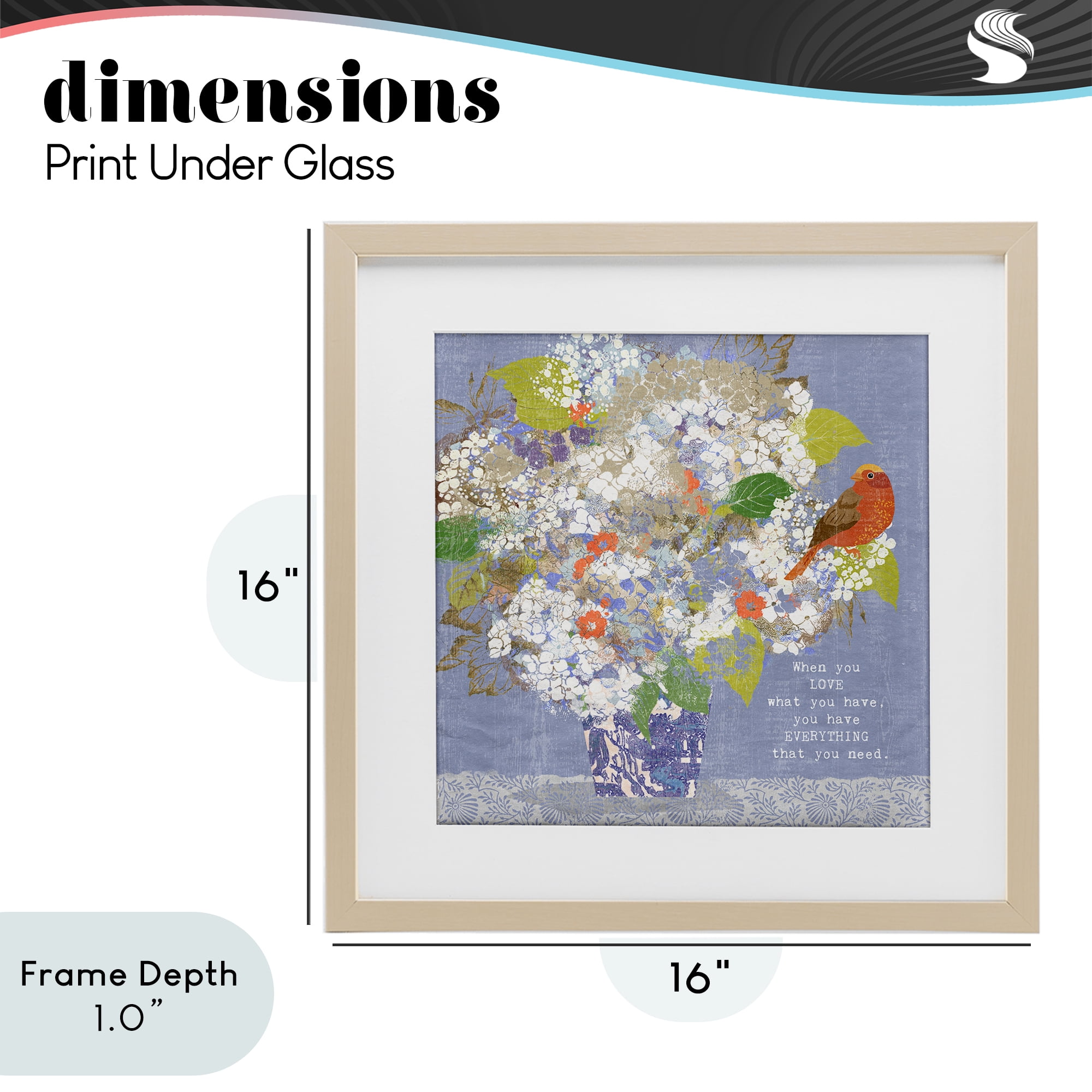Stupell Industries Floral Inspiration On Love Birch Framed Print Under Glass, design by Suzanne Nicoll