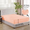 thumbnail image 4 of Fitted Sheet + Pillowcase Set 800 Thread Count 100% Egyptian Cotton 3-Piece ( 1-Fitted + 2-Pillowcase ) Queen Size (60" x 80") Inch 18-Inch Deep Pocket, All-Around Elastic Peach Stripe, 4 of 6