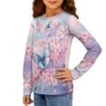 thumbnail image 4 of DISNIMO Butterfly Cherry Blossom Girls Tee Shirts Fall Shirts for Girls Long Sleeve T Shirts Size 7 8 Girls Shirts Soft Tshirts Girls Crew Neck T Shirt Kids Large Tee Shirts Kids Casual Tees, 4 of 7