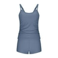 thumbnail image 4 of Dagegui Women's Athletic Tankini Swimsuit 2 Pack Swim Tank Tops with Sport Shorts Bathing Suit Solid Color Swimwear for Pool & Beach Gray M, 4 of 7