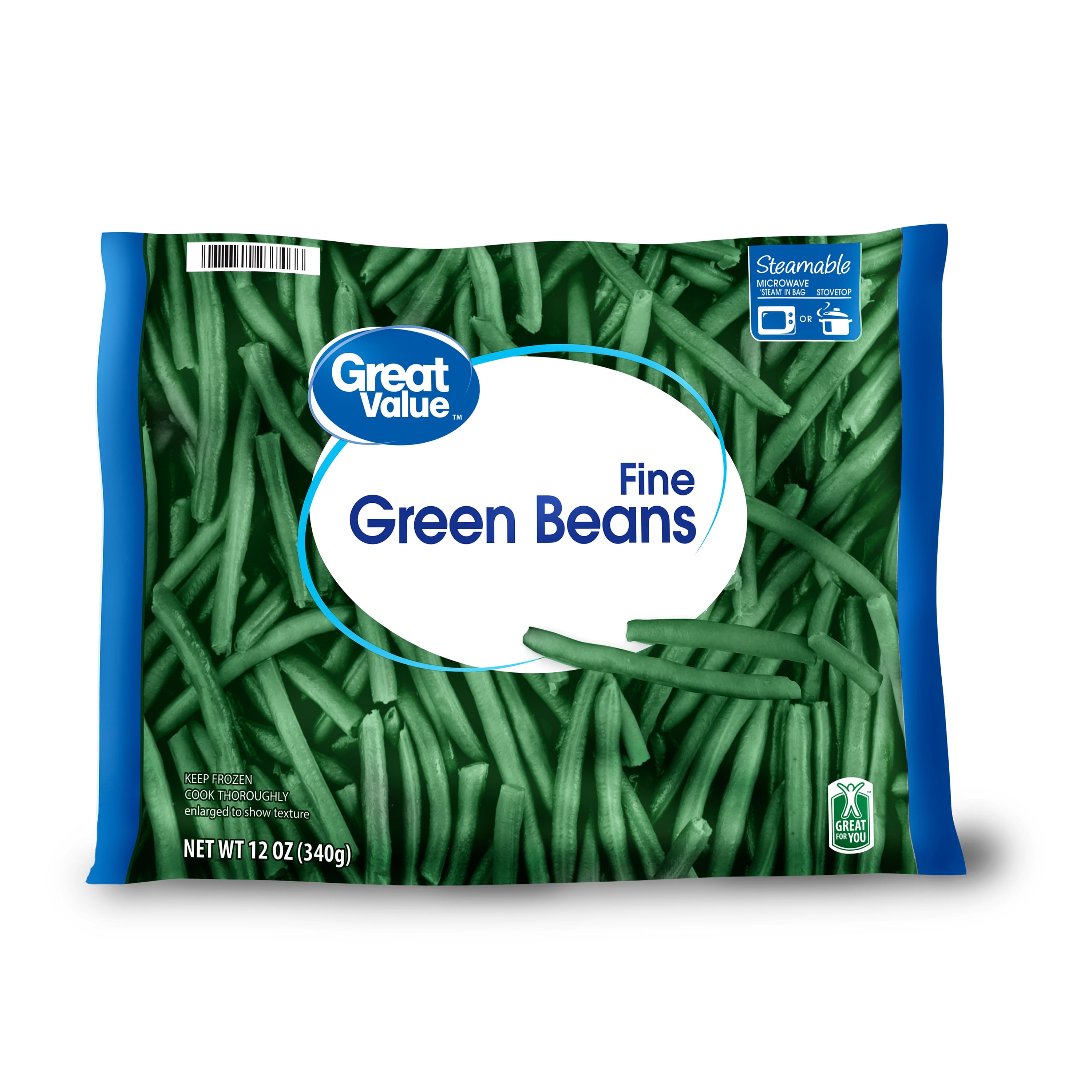 Great Value Steamable Fine Green Beans Frozen 12 Oz Walmart 