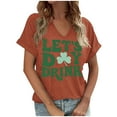 thumbnail image 3 of Ounisa St Patrick's Day V Neck Shirts for Womens Irish Shamrock Graphic Tee Funny Lucky Heart Printed Short Sleeve Shirts Tops, 3 of 4