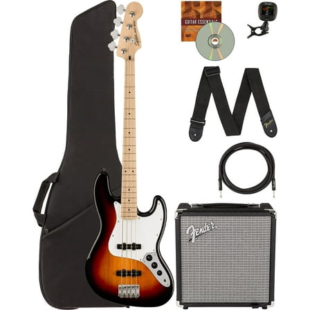 Fender Squier Affinity Jaguar Bass H - Black w/ Rumble 15 Amplifier