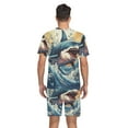 thumbnail image 6 of joogoo Men's Pajama Set Shark in Ocean V-Neck Pj Shorts Set 2 Piece Loungewear Sleepwear L, 6 of 7
