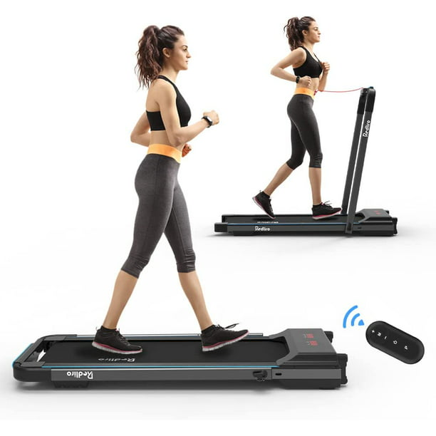 Redliro 2.25 HP Under Desk Compact Fold Treadmill 2 in 1 Walk Treadmill Pad  for Small Space Home Office Apartment Lightweight Electric Running Machine  with Remote 12 Programs 220 lbs Black - Walmart.com