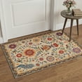 thumbnail image 5 of GENIMO 8'x10' Floral Botanical Area Rug for Living Room, Large Machine Washable Non Slip Low Pile Rug for Bedroom Dining Room, Warm Beige, 5 of 7