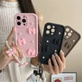 thumbnail image 3 of For IPhone 17 Pro Max Case Soft Silicone Shockproof 3D Bow, Pearl With Bead Wristband Cover Case,Black,For iPhone 17 Pro Max, 3 of 6