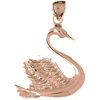 14K Rose Gold Swan Pendant - 31 mm