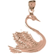 14K Rose Gold Swan Pendant - 31 mm