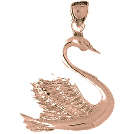 14K Rose Gold Swan Pendant - 31 mm
