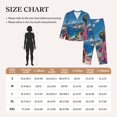 thumbnail image 4 of Fuzoiu Colorful Mediterranean Village Print Women's Long-Sleeved Pajama,Lounge Button Down Nightwear,Womens Notch Collar Pajama Set-Medium, 4 of 7