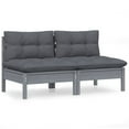 thumbnail image 3 of vidaXL 2-Seater Patio Sofa with Anthracite Cushions Solid Pinewood, 3 of 4