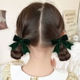 thumbnail image 2 of CXHEGBEJ Velvet Hair Bows Claw Clip For Female 3" Hair Ribbon Clips Alligator Clips Hair for Women Party Dress Headwear Hair Styling Accessories Blackish Green, 2 of 7