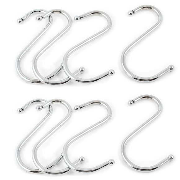 Unique Bargains 8 Pcs Silver Tone Metal S Shaped Hanging Hooks Scarf Apparel Hangers