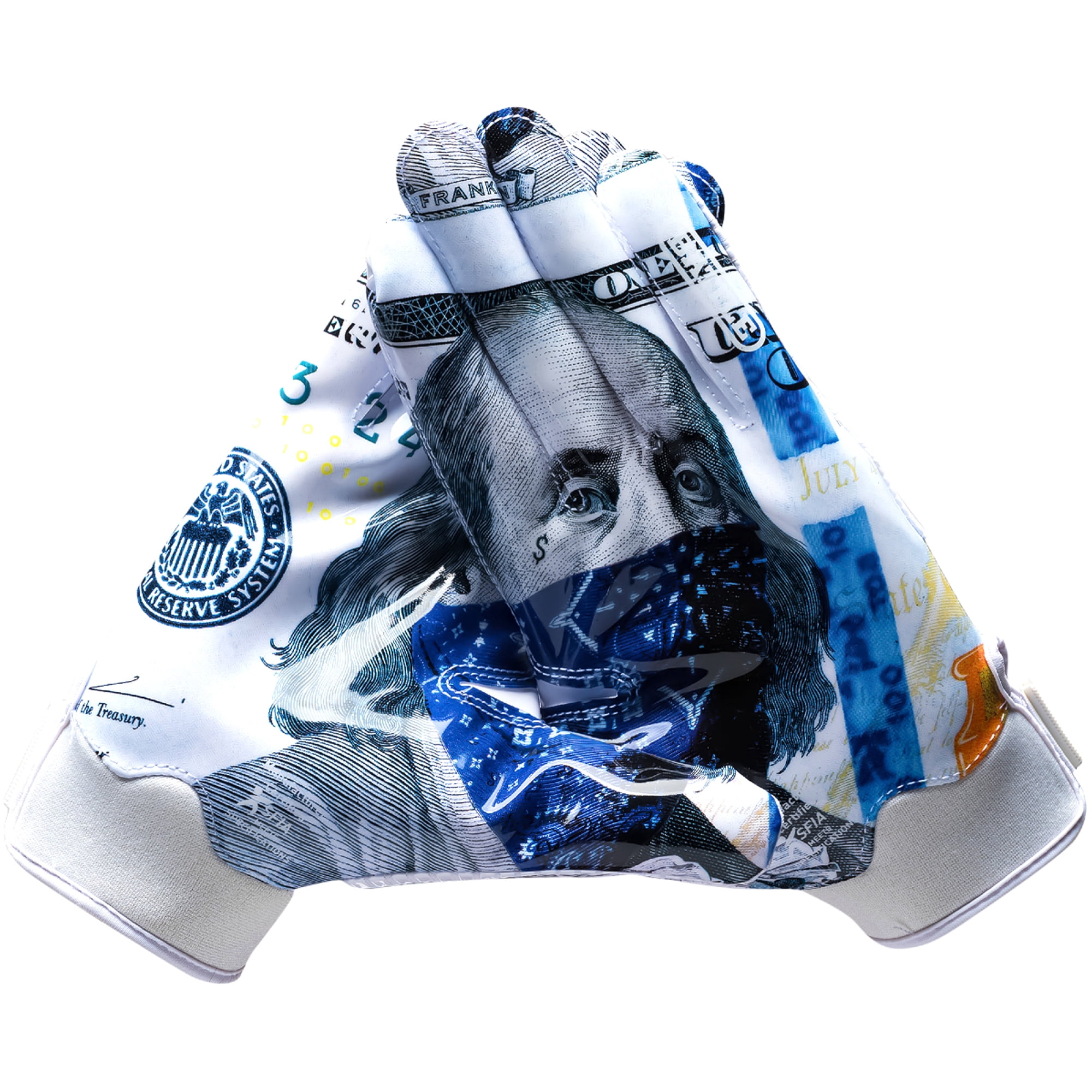 Battle Sports "Blue Strips" Battle Receiver Football Gloves - Medium