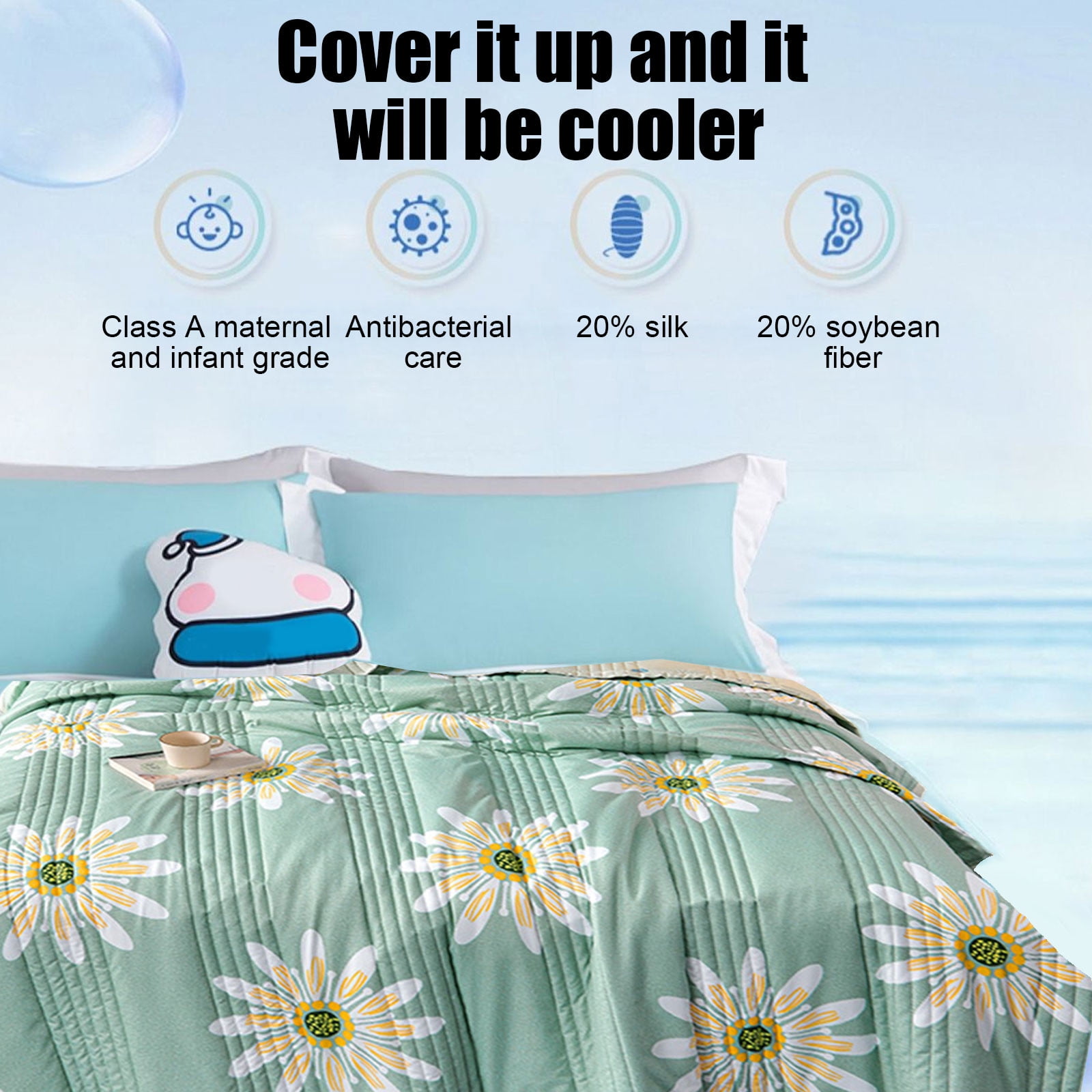 Cooling Comforter Quilted Spring Summer Quilt Soft Lightweight Duvet Summer Blanket Breathable Blankets C 39"x59" Clearance!
