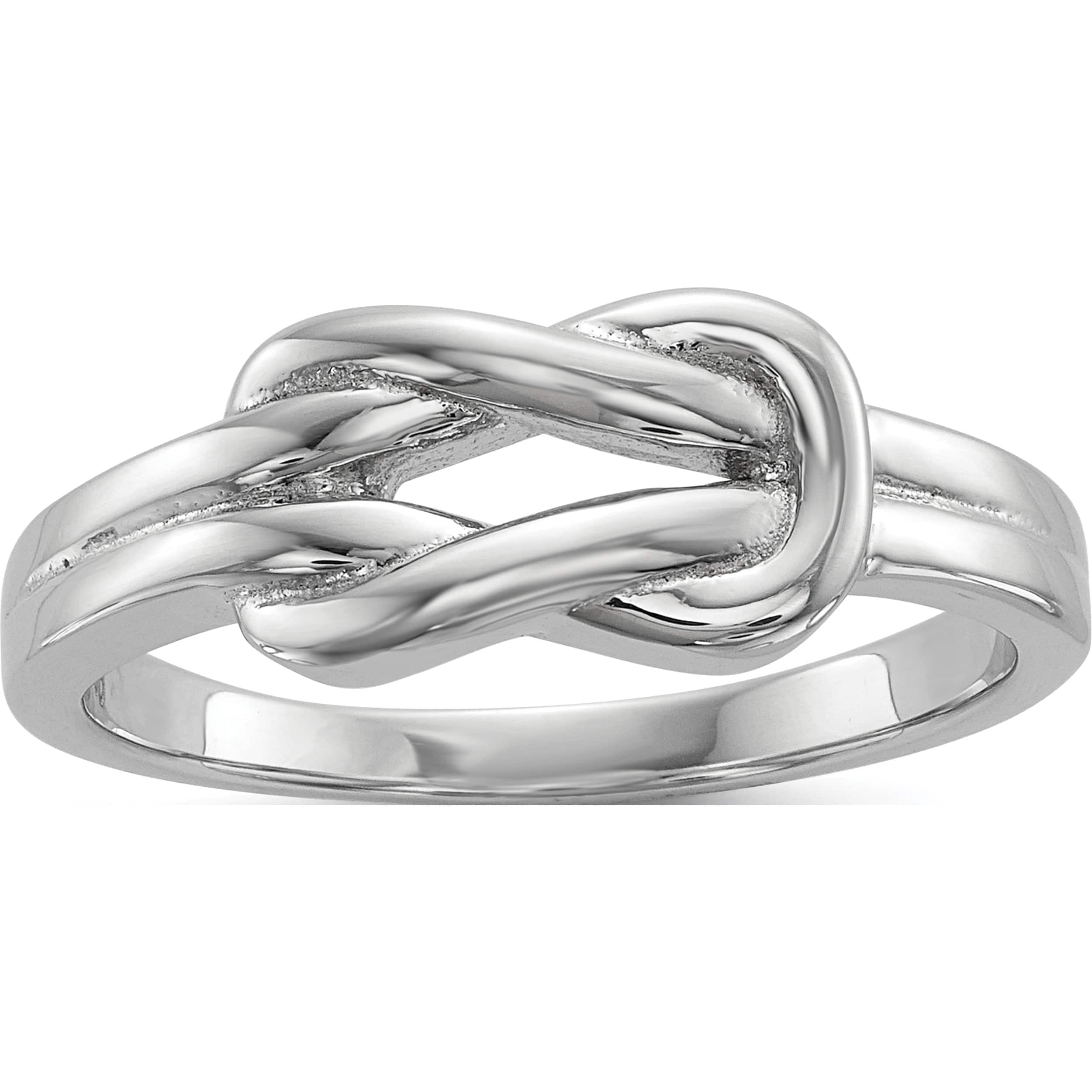 Polished Love Knot Rhodium Ring Real Sterling Silver 925