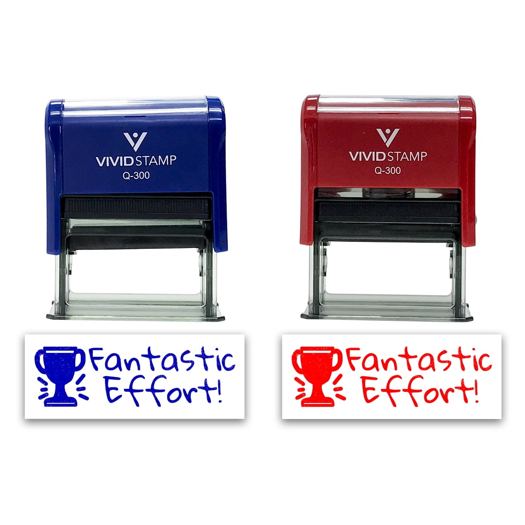 (3 pack) All Quality Fantastic Effort! Self-Inking Rubber Stamp Motivational Teacher Stamps | Homework And Grading | Classroom Supplies (Red Ink) - Q-300