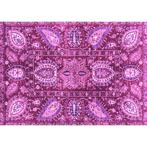 Ahgly Company Indoor Rectangle Abstract Purple Modern Area Rugs, 5' x 7'
