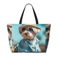 thumbnail image 2 of Disketp Stylish Dog in Denim Outfit Large Capacity Beach Bag, Waterproof Sandproof Beach Swim Pool Bag Tote Bag for Women, 2 of 7
