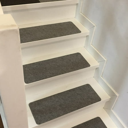 FRCOLOR Dark Grey Antislip Step Sticker for Stairs Made of Polyester 7 Pieces Noise Reduction Stair Treads Carpet