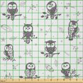 thumbnail image 2 of Ambesonne Animal Fabric by the Yard Microfiber, Owls on the Branch, 2 Yards, Eggplant and White, 2 of 2