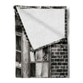 thumbnail image 2 of Industrial Soft Flannel Fleece Blanket, Broken Window Missing Glass Pane Derelict Blight Factory Brick Wall, Cozy Plush for Indoor and Outdoor Use, 50" x 70", Charcoal Grey Pale Grey, by Ambesonne, 2 of 5
