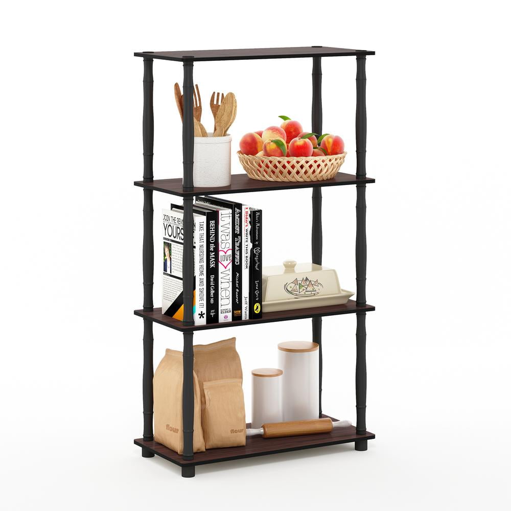 Furinno Turn-N-Tube 4-Tier Classic Tubes Display Shelf, Dark Cherry and Black