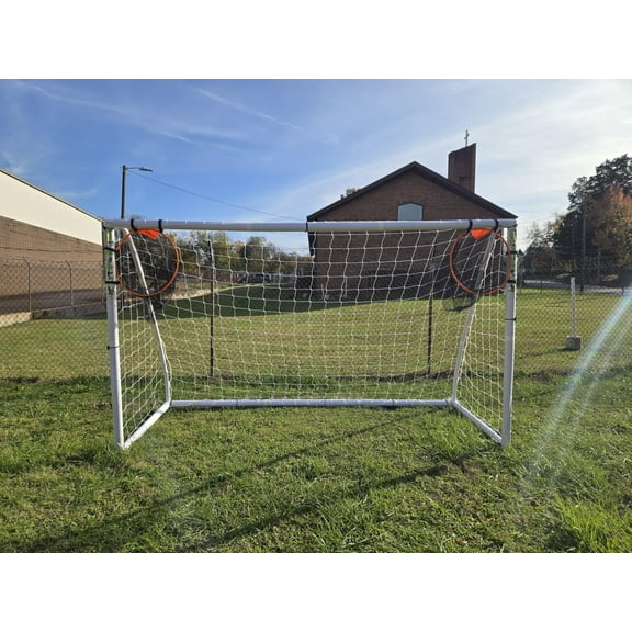 Vallerta® Soccer Goal 10x6Ft Portable Weatherproof PVC Frame with Carry Bag and Ground Stakes, Large Target Youth Regulation Sizes for Kids and Adults, Outdoor/Indoor. (10'X6')