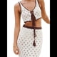 thumbnail image 2 of Conjunto de 2 Piezas para Mujer, de Verano, de Punto A Rayas, de Crochet, Sin Mangas, con Botones, Top Corto, Falda Larga Ajustada M, 2 of 7